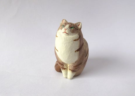 イキモノ雑貨 豆福堂 猫の置物４ トラ猫