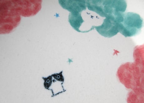 みなかわねこ　ねこの丸絵皿D