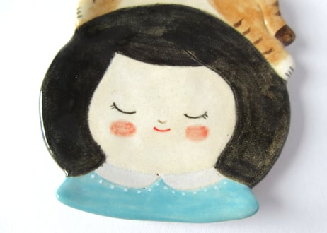 福雪 女の子と猫＊チャトラ猫