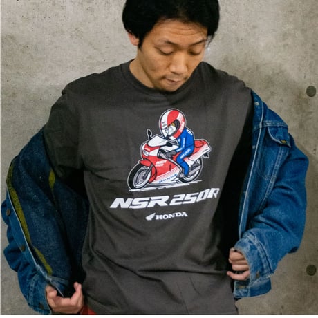 ホンダ　NSR250R 1986　HONDA THE PEOPLE　コットンTシャツ／チャコール