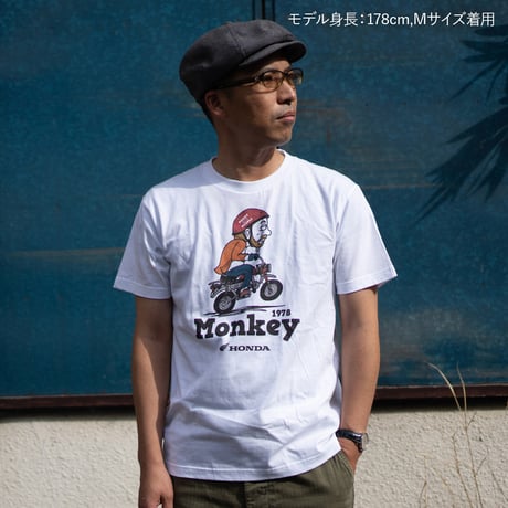 ホンダ　Monkey 1978　HONDA THE PEOPLE　コットンTシャツ／ホワイト
