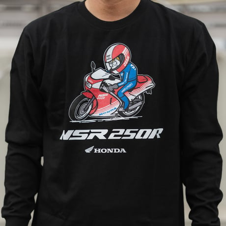 ホンダ　NSR250R 1986　HONDA THE PEOPLE　ロングスリーブTシャツ／ブラック