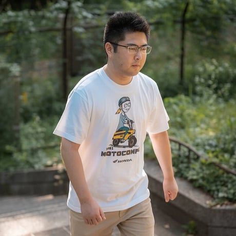 ホンダ　MOTOCOMPO 1981　HONDA THE PEOPLE　コットンTシャツ／ホワイト