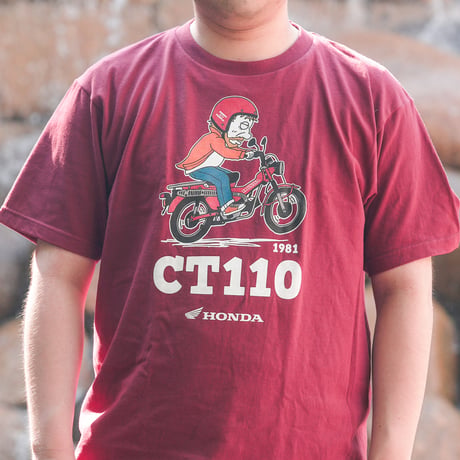 ホンダ　CT110 1981　HONDA THE PEOPLE　コットンTシャツ／バーガンディ