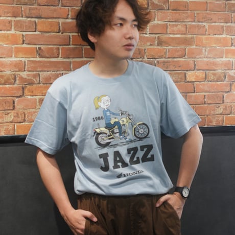 ホンダ　JAZZ 1986　HONDA THE PEOPLE　コットンTシャツ／アシッドブルー