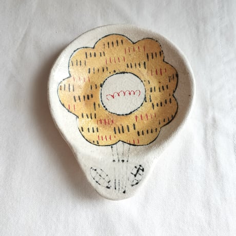 hapun pottery　花豆皿