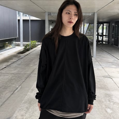 CUT-OFF SEAM L/S TEE / BLACK