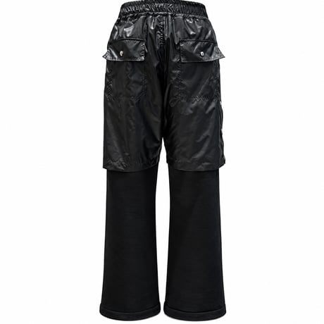 SIDE SNAP NYLON LAYERED SWEATPANTS