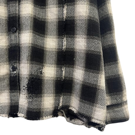 DISTRESSED PANEL CHECK SHIRT /  COMPTON BLACK