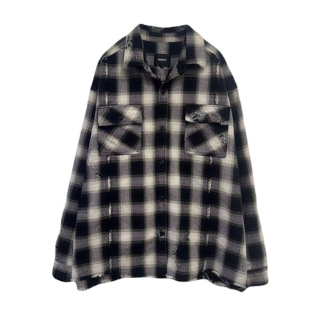 DISTRESSED PANEL CHECK SHIRT /  COMPTON BLACK