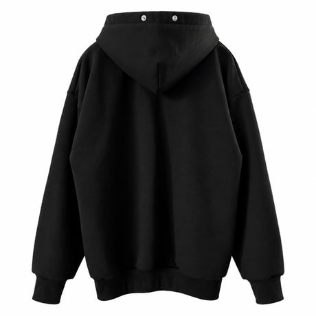DETACHABLE TAB SLIT HOODIE / BLACK