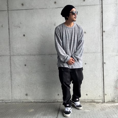 RELAXED PILE L/S TEE / SALT & PEPPER