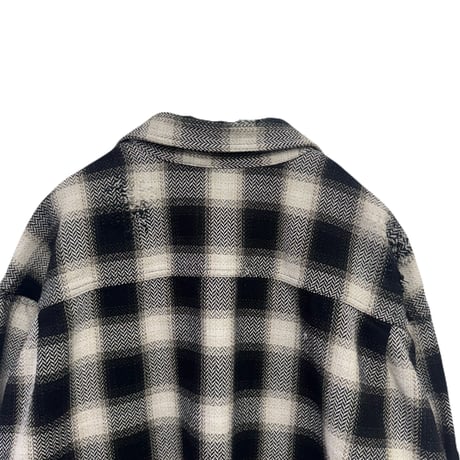 DISTRESSED PANEL CHECK SHIRT /  COMPTON BLACK