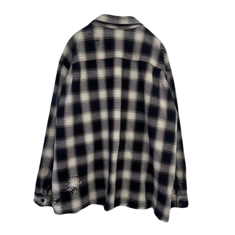 DISTRESSED PANEL CHECK SHIRT /  COMPTON BLACK