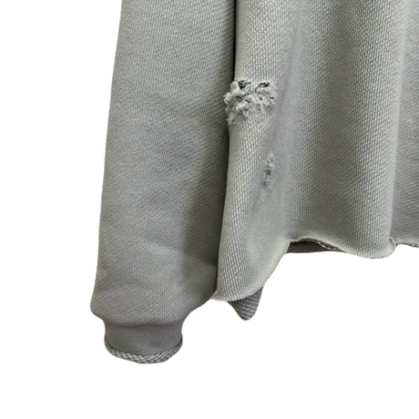 DISTRESSED OUTSIDE SEAM HOODIE /DUST GRAY
