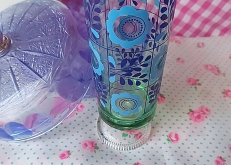 アデリア･お花と葉っぱの脚付きグラス