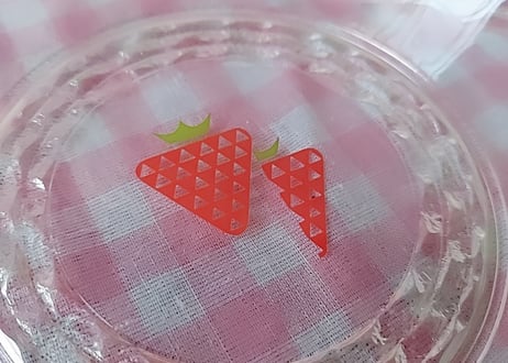 いちご柄🍓カットの入った硝子の深皿