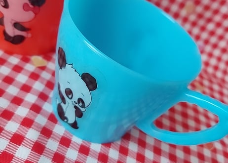 パンダのプラスティックカップ ブルー