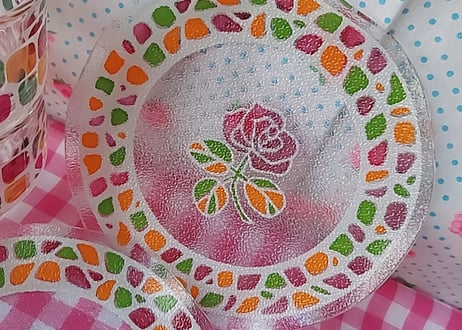 薔薇のステンドガラス風🌹フリル皿