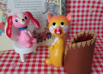 Disney・レザーのペン立て付きDisneyこけし 猫