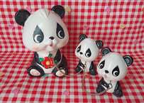 親子パンダ🐼チェーン付き貯金箱🌿‬