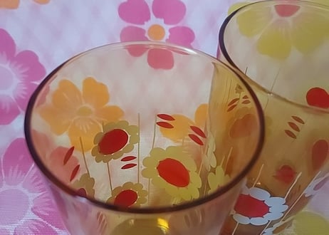 アデリア・アンバーお花グラス