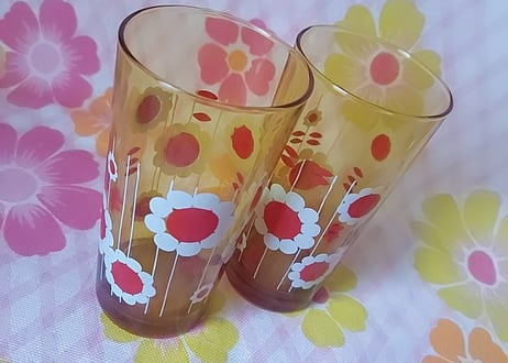 アデリア・アンバーお花グラス