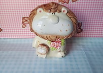 Fancy💛🩵ライオンの陶器・貯金箱