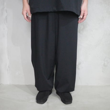 STRETCH NYLON WIDE EASY PANT(BLACK)