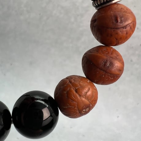 【デザインブレスレット】鳳眼菩提樹×カイラス産天然ヒマラヤ水晶×シルバー/Phoenix Eye Bodhi Seed×Kailash Himalayan Quartz×Silver