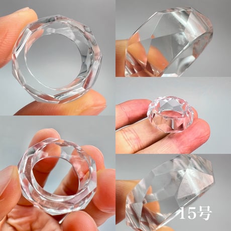 【ガネッシュヒマール産】天然ヒマラヤ水晶ファセットリング(12号〜15.5号) /Ganesh Himal Himalayan Quartz Facet Ring
