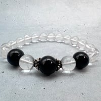 【デザインブレスレット】ガネッシュヒマール産天然ヒマラヤ水晶×チベット産モリオン/Ganesh Himal ×Tibetan Morion Design Bracelet