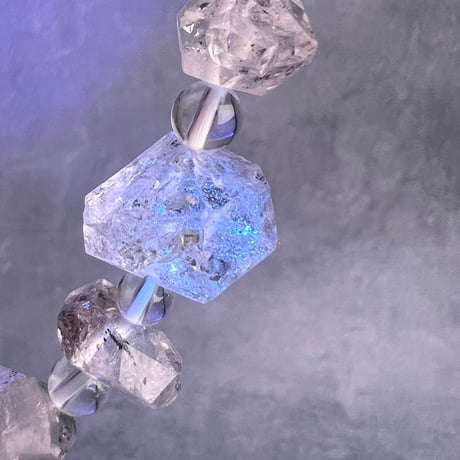 【デザインブレスレット】パキスタン産ハーキマー型クォーツ×ガネッシュヒマール産天然ヒマラヤ水晶/Pakistan Harkimar Quartz×Ganesh Himal