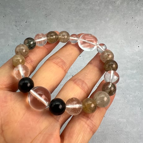 【デザインブレスレット】ガネッシュヒマール産×カイラス産天然ヒマラヤ水晶/Ganesh Himal×Kailash Himalayan Quartz