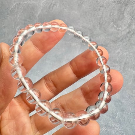 【カイラス産】"手磨き加工"天然ヒマラヤ水晶ブレスレット6mm内径15cm/Kailash Himalayan Quartz Bracelet