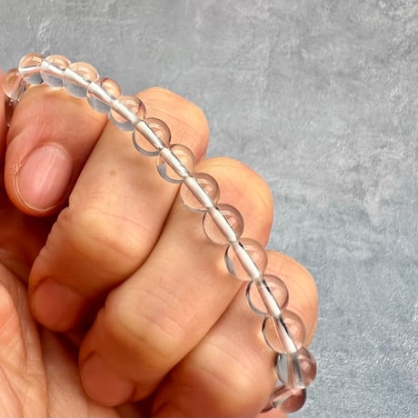 【カイラス産】"手磨き加工"天然ヒマラヤ水晶ブレスレット6mm内径15cm/Kailash Himalayan Quartz Bracelet