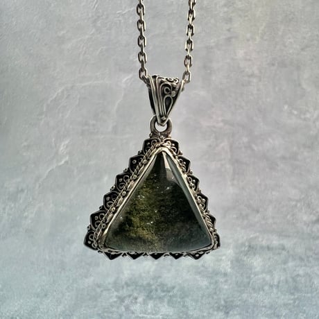 【ガネッシュヒマール産】クローライトイン天然ヒマラヤ水晶シルバー925ペンダントトップ/Ganesh Himal Chlorite in Himalayan Quartz Pendant Top