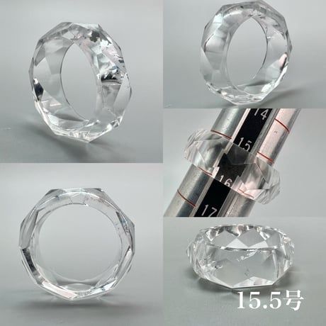 【ガネッシュヒマール産】天然ヒマラヤ水晶ファセットリング(12号〜15.5号) /Ganesh Himal Himalayan Quartz Facet Ring