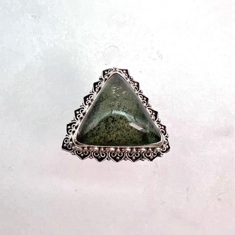 【ガネッシュヒマール産】クローライトイン天然ヒマラヤ水晶S/V925リング/Ganesh Himal Chlorite in Himalayan Quartz S/V925 Ring