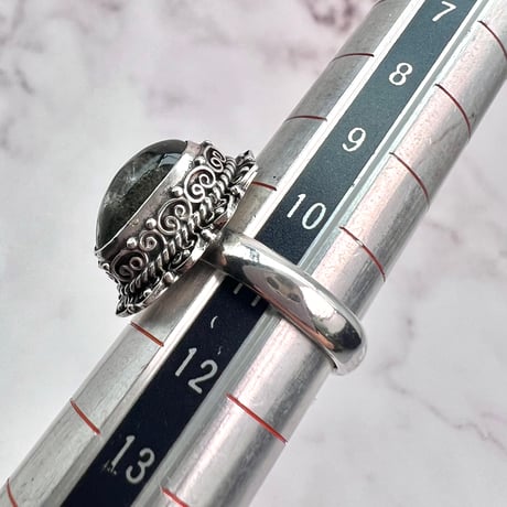 【ガネッシュヒマール産】クローライトイン天然ヒマラヤ水晶S/V925リング/Ganesh Himal Chlorite in Himalayan Quartz S/V925 Ring
