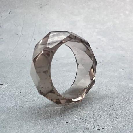 【ガウリシャンカール産】天然ヒマラヤスモーキークォーツ ファセットリング(16号)/GauriShankar Smoky Quartz Facet Ring
