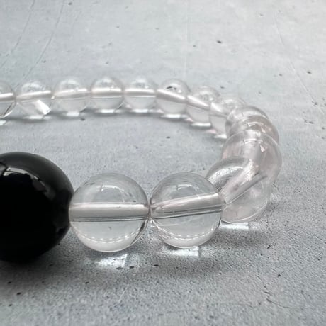 【デザインブレスレット】ガネッシュヒマール産天然ヒマラヤ水晶×チベット産モリオン/Ganesh Himal ×Tibetan Morion Design Bracelet
