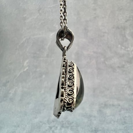 【ガネッシュヒマール産】クローライトイン天然ヒマラヤ水晶シルバー925ペンダントトップ/Ganesh Himal Chlorite in Himalayan Quartz Pendant Top