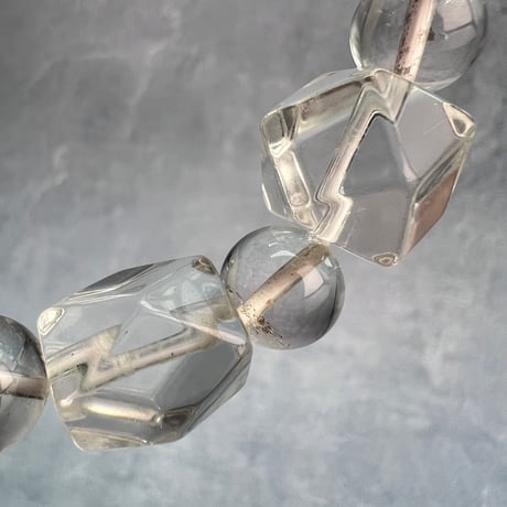 【カイラス産】"手磨き"天然ヒマラヤ水晶デザインブレスレット/Kailash Himalayan Quartz Design Bracelet