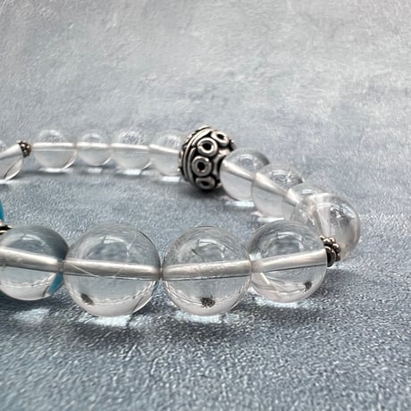 【デザインブレスレット】アリゾナターコイズ×ガネッシュヒマール産天然ヒマラヤ水晶/Arizona Turquoise×Ganesh Himal Himalayan Quartz