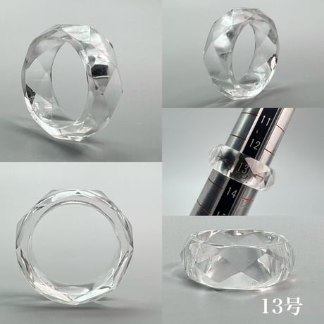 【ガネッシュヒマール産】天然ヒマラヤ水晶ファセットリング(12号〜15.5号) /Ganesh Himal Himalayan Quartz Facet Ring