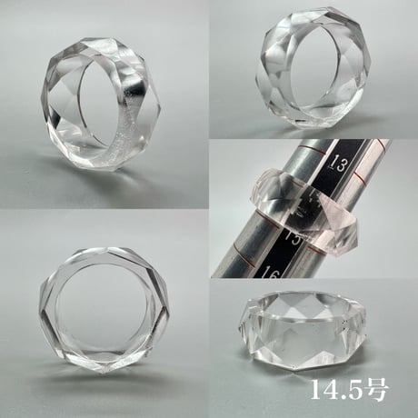 【ガネッシュヒマール産】天然ヒマラヤ水晶ファセットリング(12号〜15.5号) /Ganesh Himal Himalayan Quartz Facet Ring