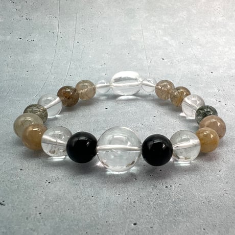 【デザインブレスレット】ガネッシュヒマール産×カイラス産天然ヒマラヤ水晶/Ganesh Himal×Kailash Himalayan Quartz