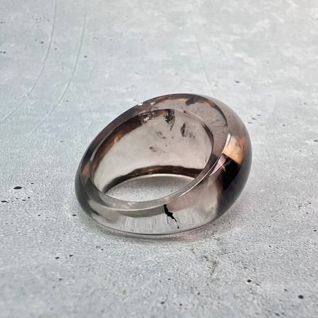 【ガウリシャンカール産】天然ヒマラヤスモーキークォーツ リング(14号)/GauriShankar Solid Smoky Quartz Ring