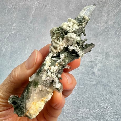 【ガネッシュヒマール産】クローライト&アクチノライトイン天然ヒマラヤ水晶/Ganesh Himal Chlorite&Actinorite in Himalayan Quartz